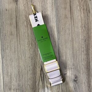 Kate Spade Guitar Strap in Pale Amethyst with Cream Stripe and Gold Hardware